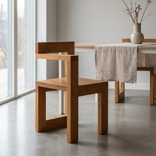 Vintage Solid Oak Wood S Chair lifestyle