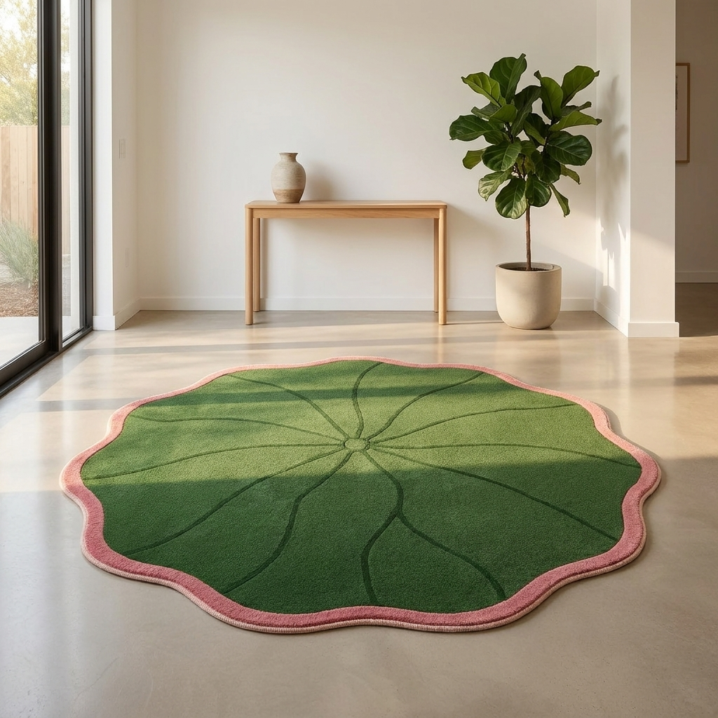 MokoMoko Lotus Leaves Round Rug lifestyle
