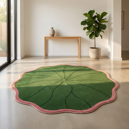 MokoMoko Lotus Leaves Round Rug lifestyle