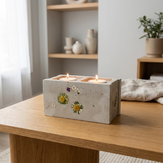 Caos Mote Flora Mini Cinderblock Candle Holder lifestyle