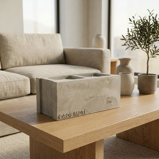 Caos Mote Mini Cinderblock Candle lifestyle