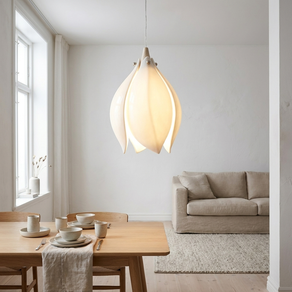 Carl Lighting Ceramic White Magnolia Jade Chandelier