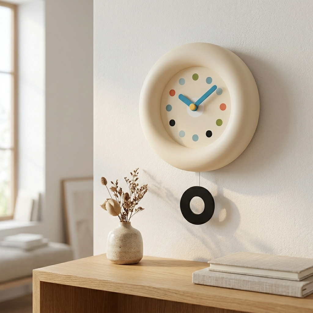 Japanese Minimalist Beige Pendulum Wall Clock lifestyle