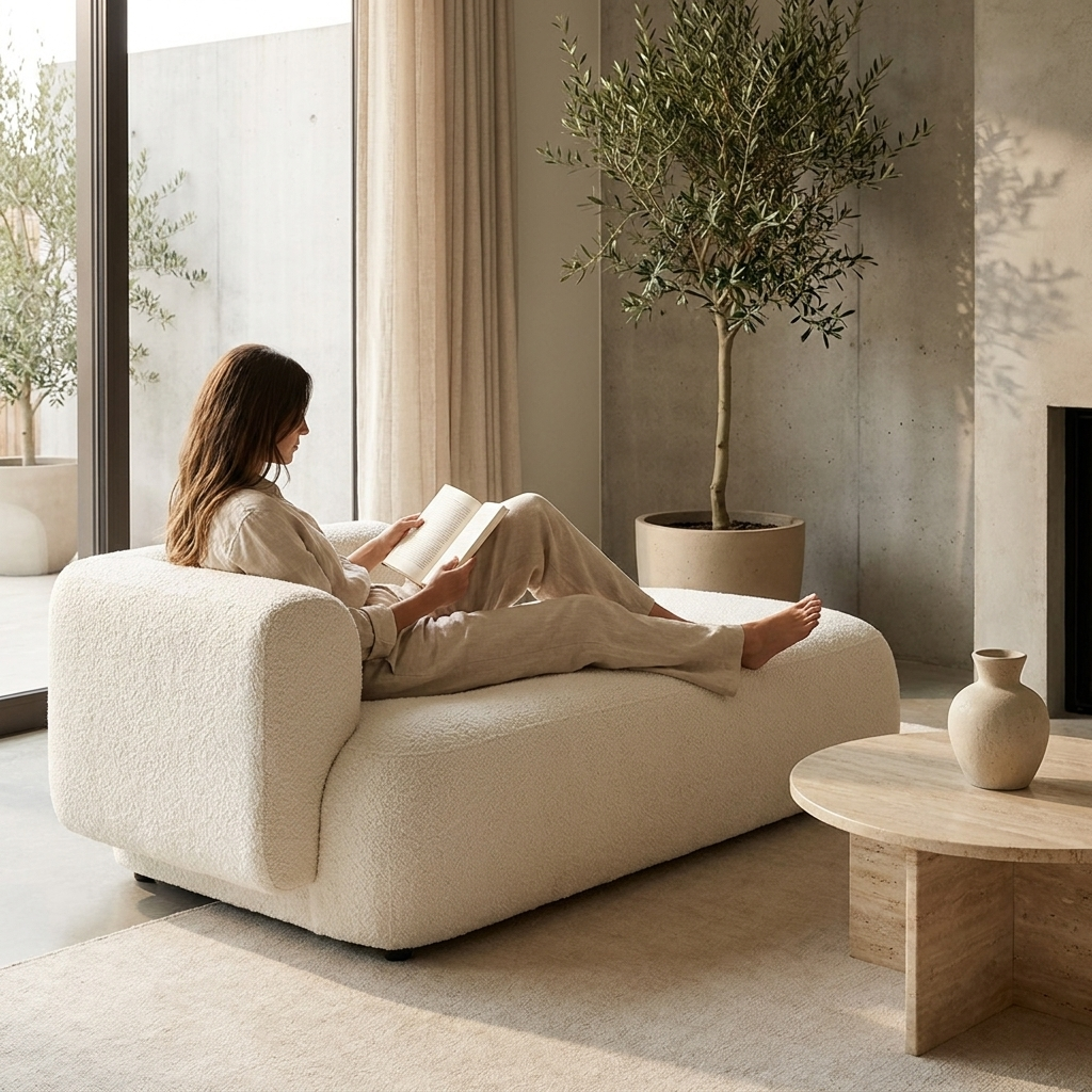 Cream Lounge Chaise Sofa lifestyle