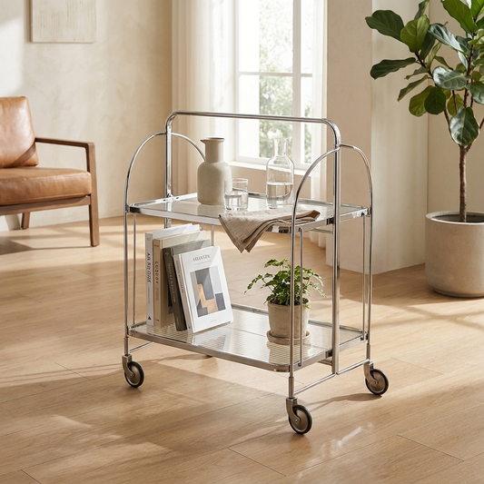 Modu Foldable Glass Stainless Steel Shelf lifestyle