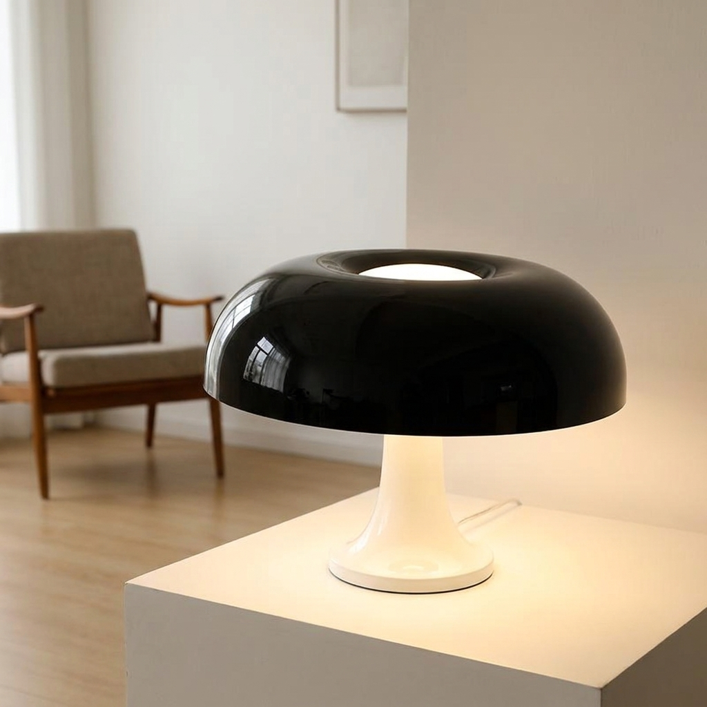 Bauhaus Wide Black Mushroom Table Lamp lifestyle