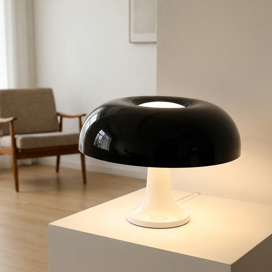 Bauhaus Wide Black Mushroom Table Lamp lifestyle