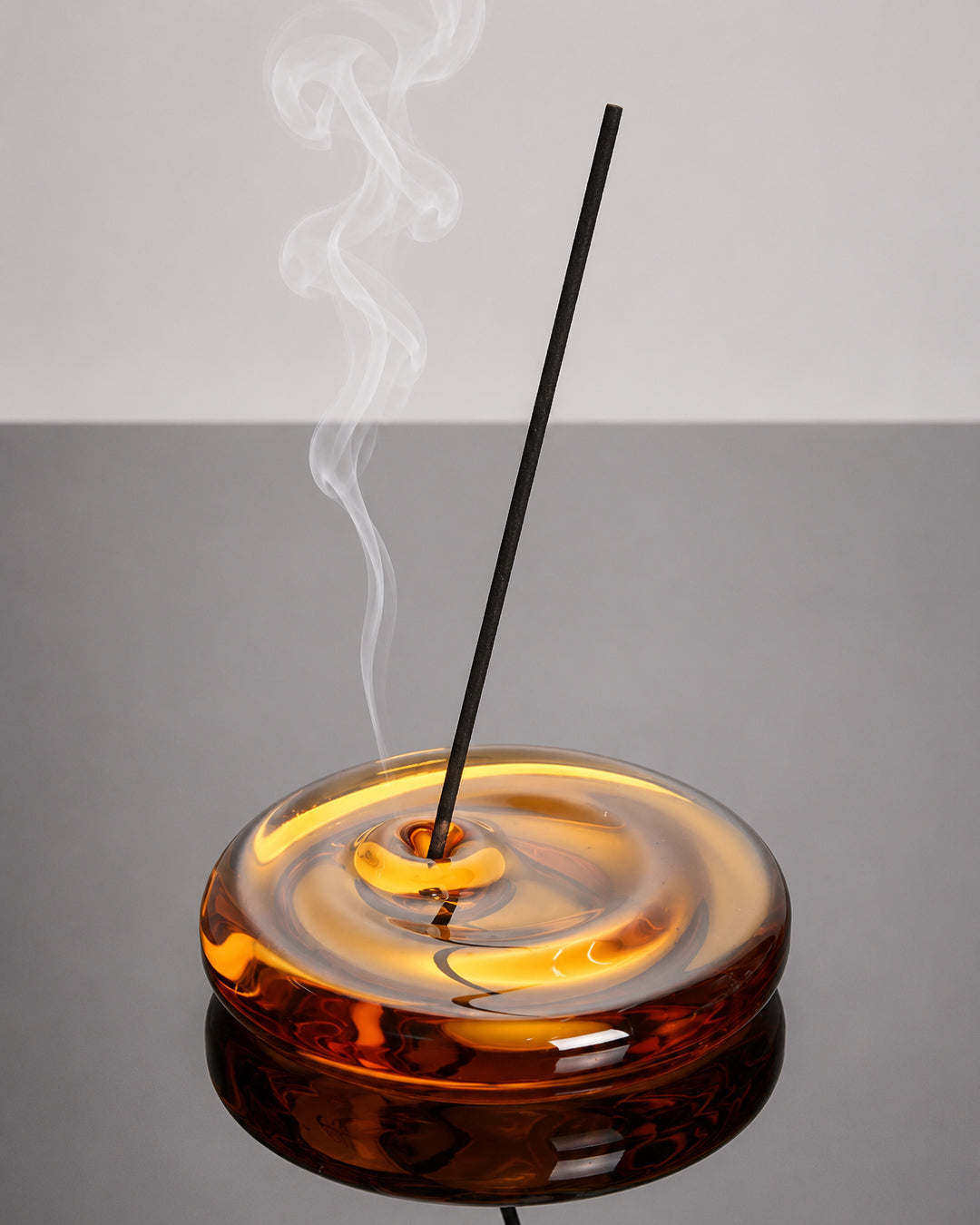 Incense Holder Burner Amber Glass Japanese Oriental Retro Japandi Vintage Shelf Desk Home Office Aromatherapy Decor Gift