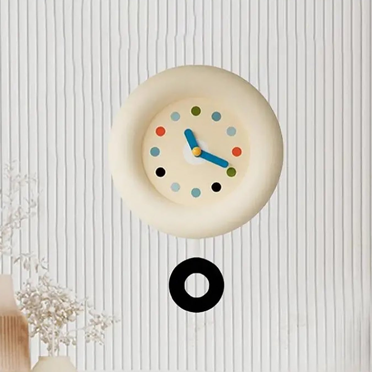 Wall Clock Pendulum Japanese Minimalist Beige Contemporary Retro Wabi-Sabi Living Room Bedroom Kitchen Office Home Gift Housewarming