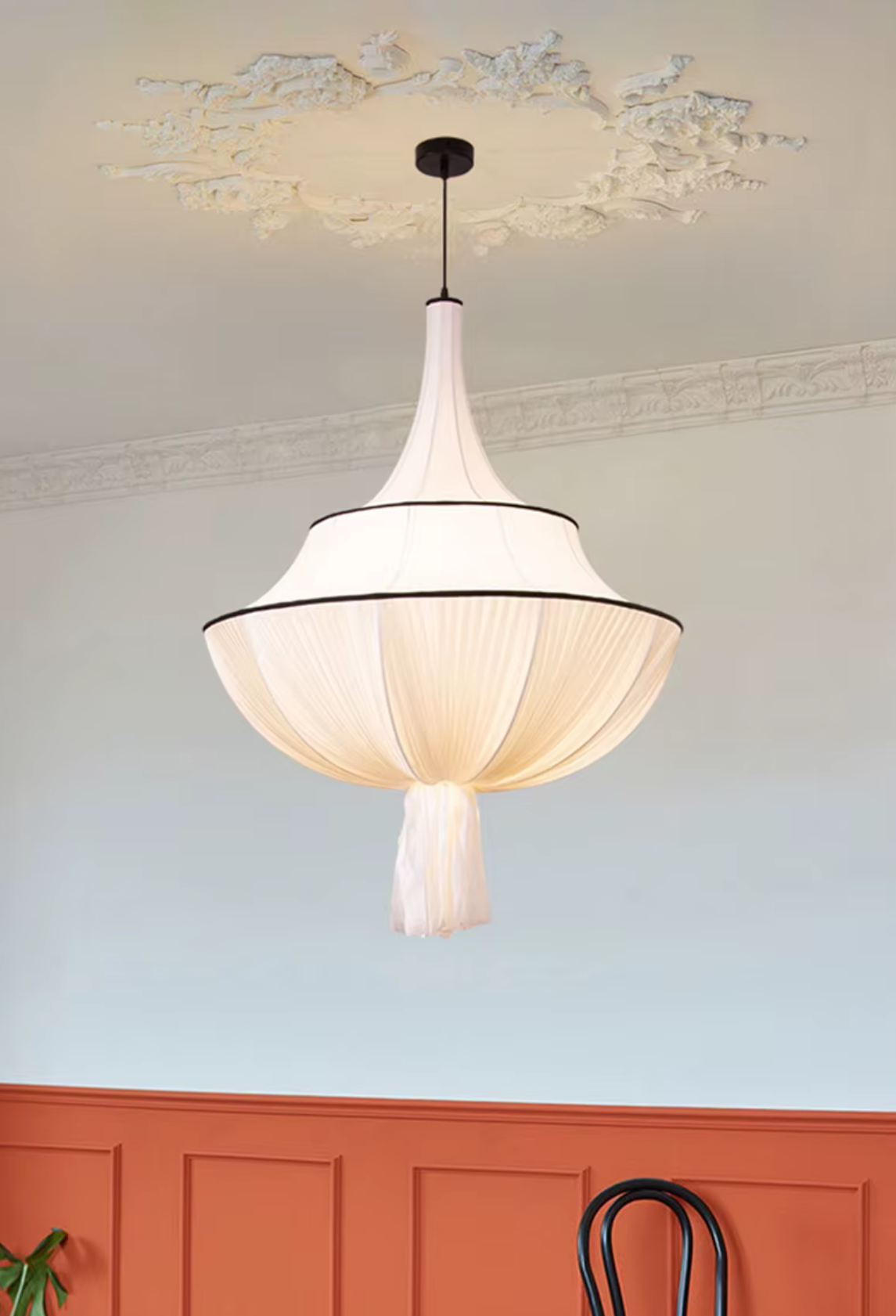 Pendant Ceiling Light Pleated Fabric Japandi Japanese Wabi-Sabi Retro Vintage Hanging Lamp Living Room Bedroom Dining Room Gift