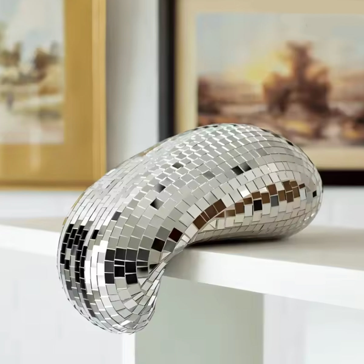 Ornament Sculpture Melting Disco Ball Retro Novelty Shelf Desk Office Living Room Bedroom Home Decor Housewarming Gift Unique Decor
