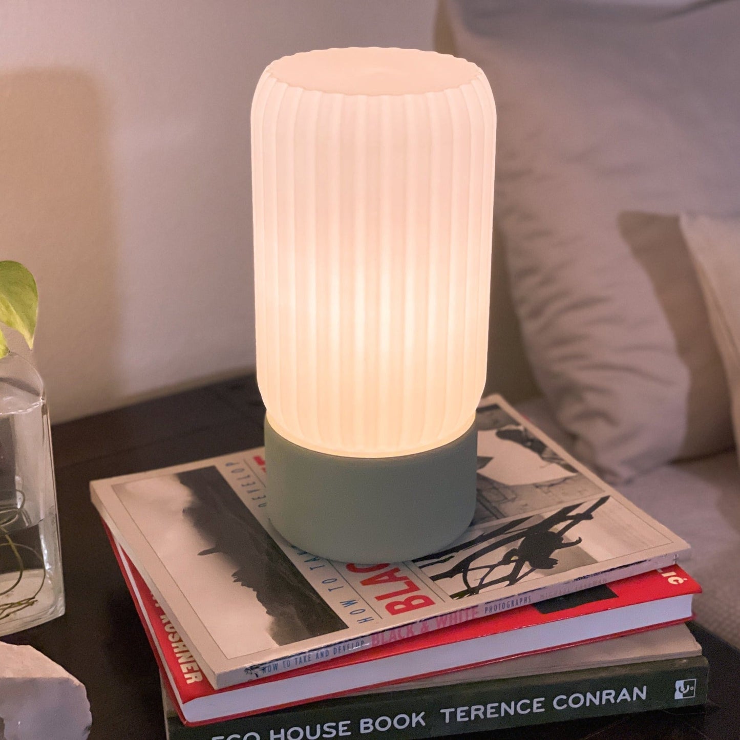 Table Lamp Barrel Shade Milk Glass Contemporary Minimalist Colorful Bedroom Living Room Office Desk Shelf Home Decor Gift