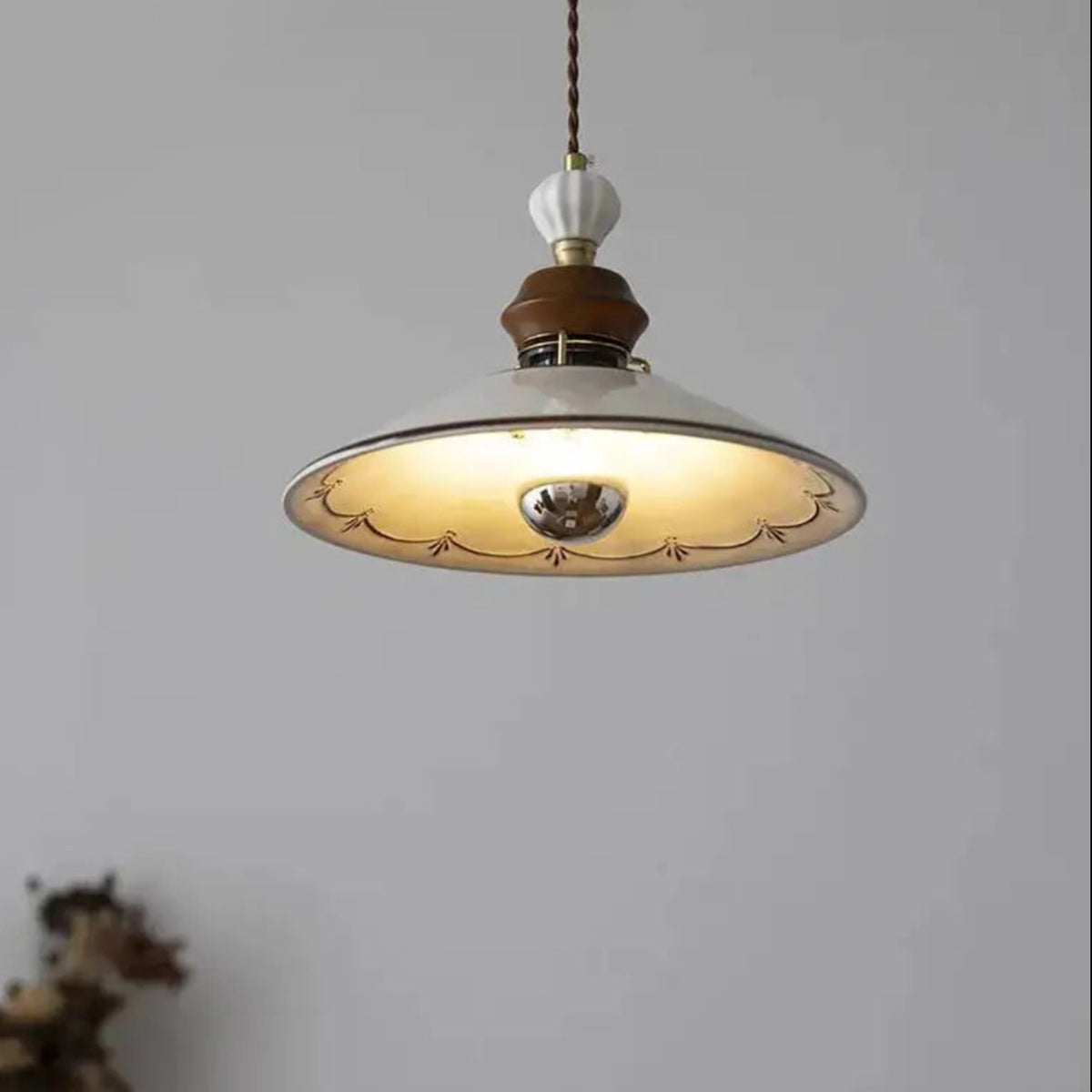 Pendant Ceiling Light Vintage French Ceramic Nordic Retro Hanging Lamp Living Room Bedroom Dining Kitchen Office Home Gift