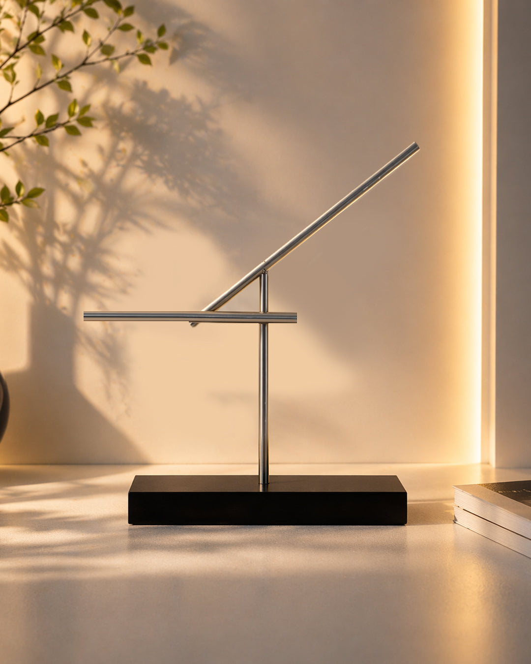 Kinetic Sculpture Perpetual Motion Desk Art Swinging Sticks Magnetic Aluminum Wood Base Office Living Room Modern Home Decor Gift