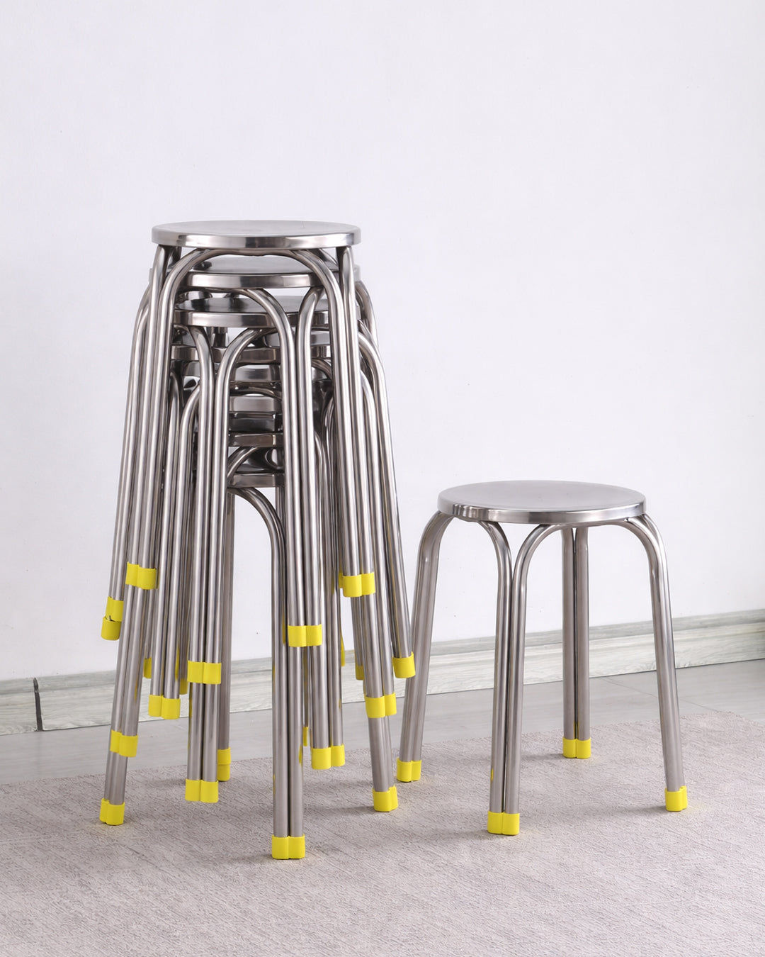 Round Stool Chair Accent Stainless Steel Contemporary Furniture Bedroom Living Room Office Kitchen Home Decor Housewarming Gift