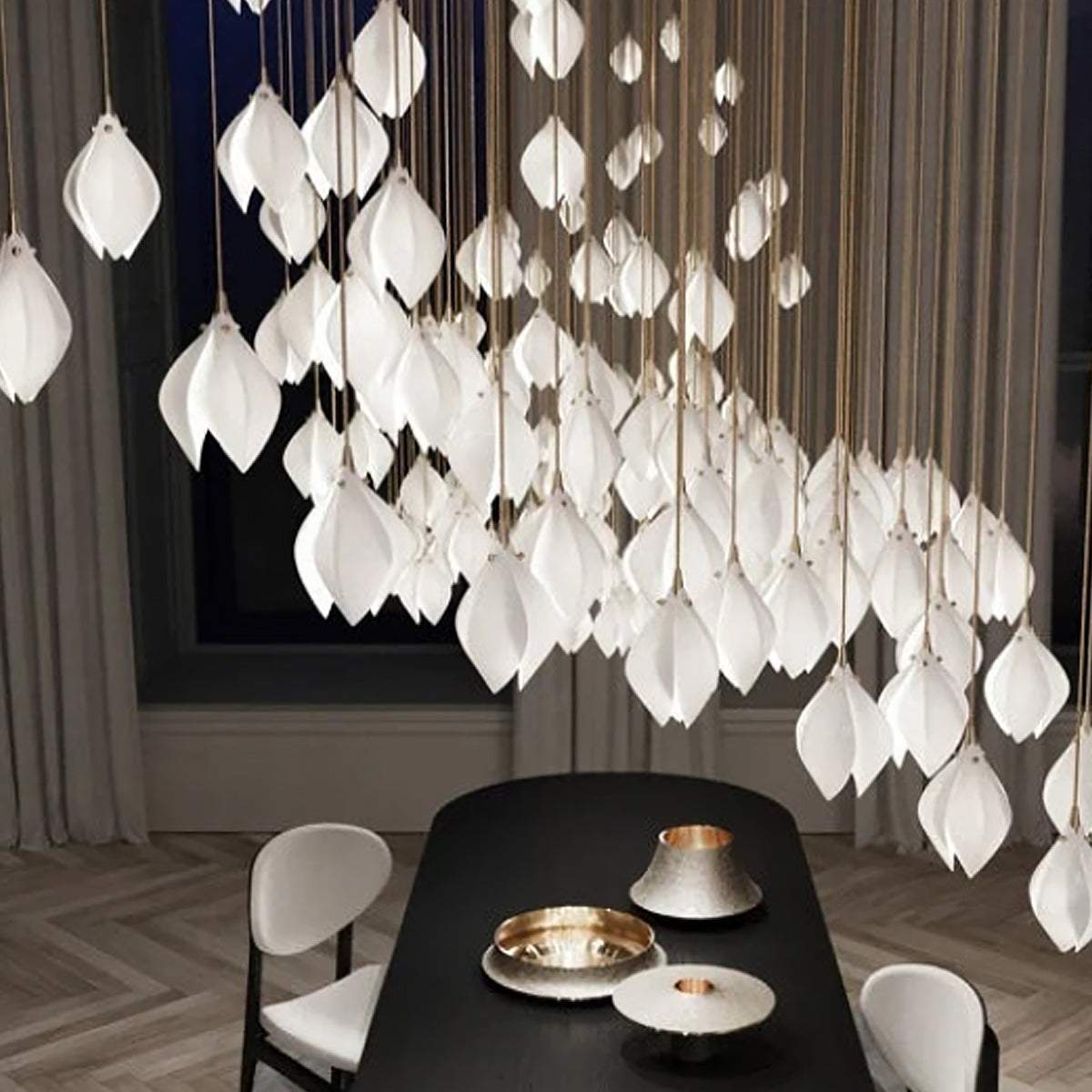 Chandelier Ceramic White Magnolia Jade Luxury Contemporary Hotel Ceiling Light Living Room Dining Bedroom Office Gift Housewarming