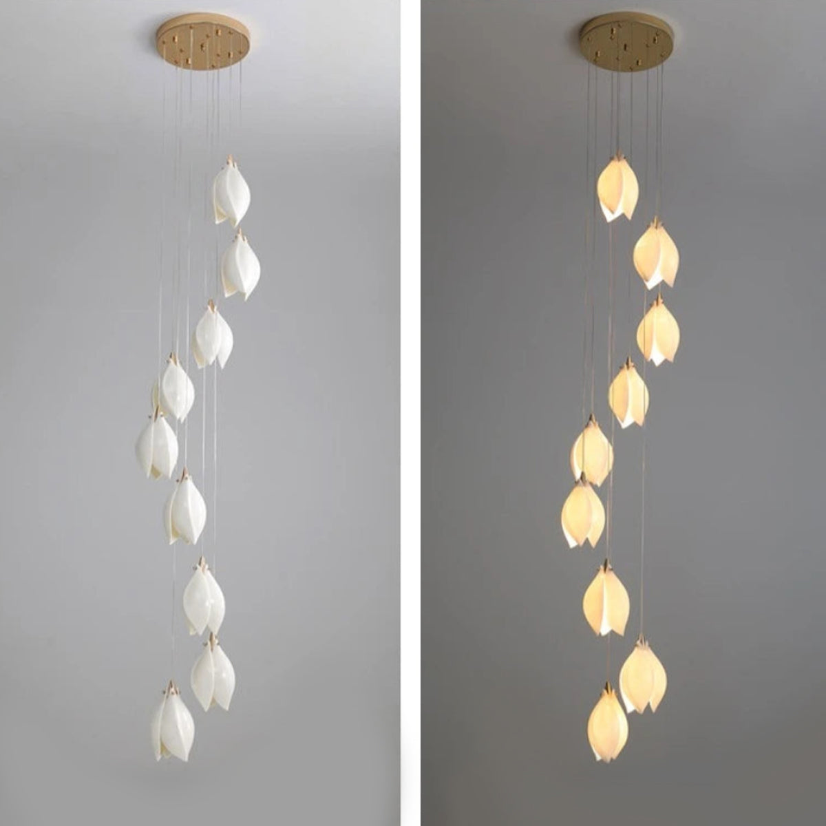 Chandelier Ceramic White Magnolia Jade Luxury Contemporary Hotel Ceiling Light Living Room Dining Bedroom Office Gift Housewarming