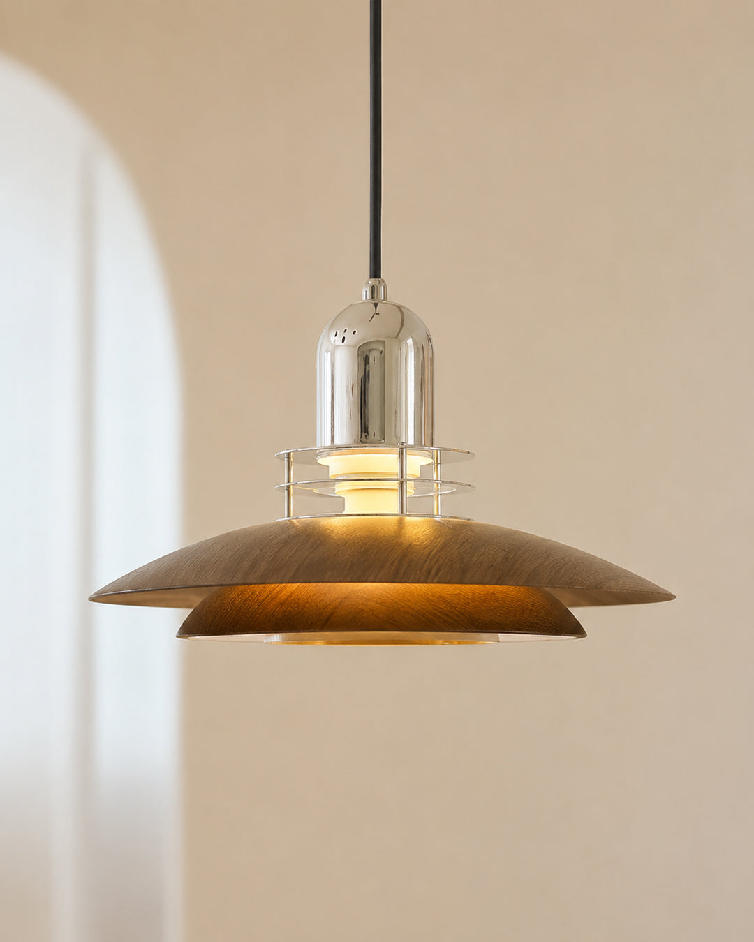 Walnut Wood UFO Pendant Light