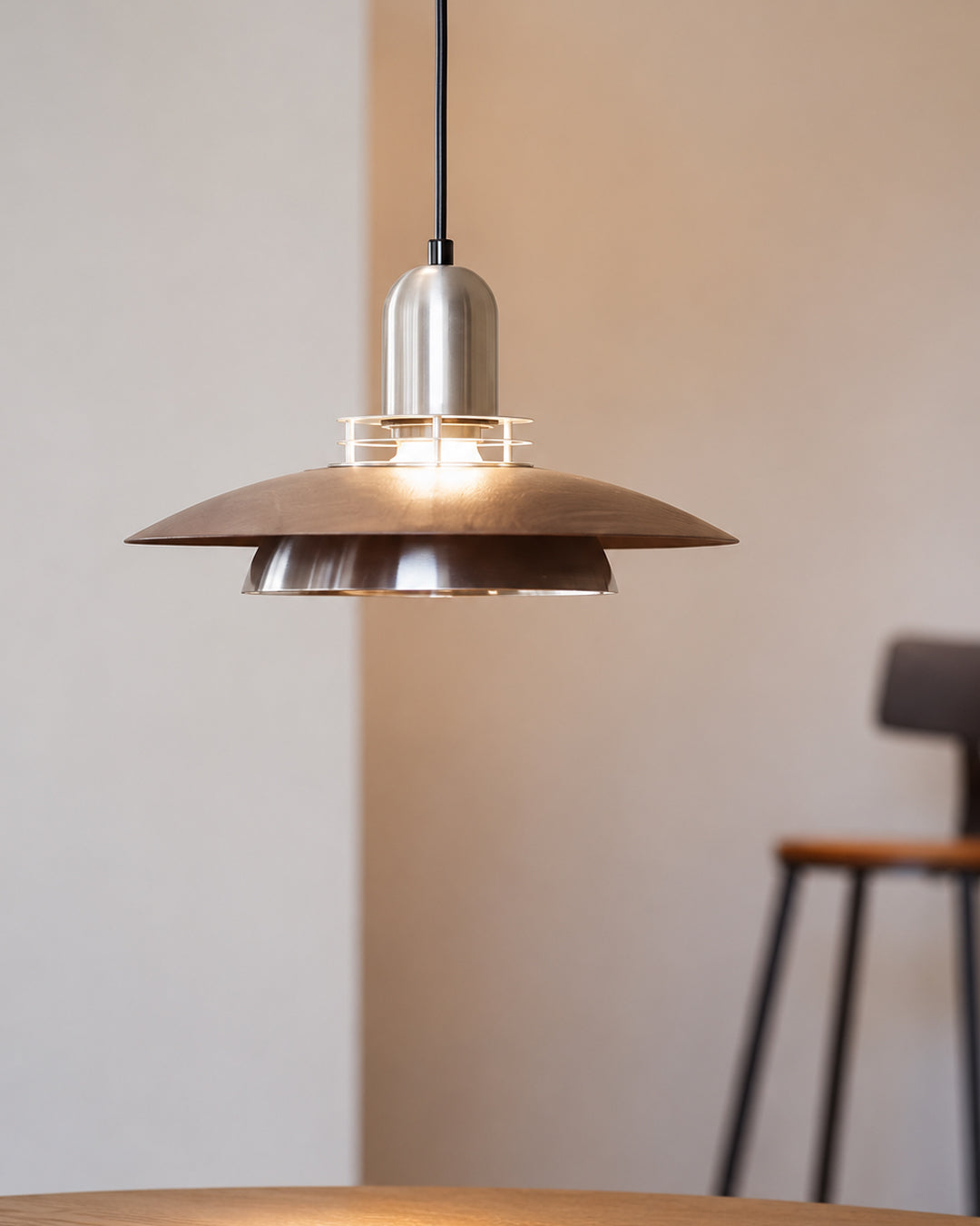 Walnut Wood UFO Pendant Light