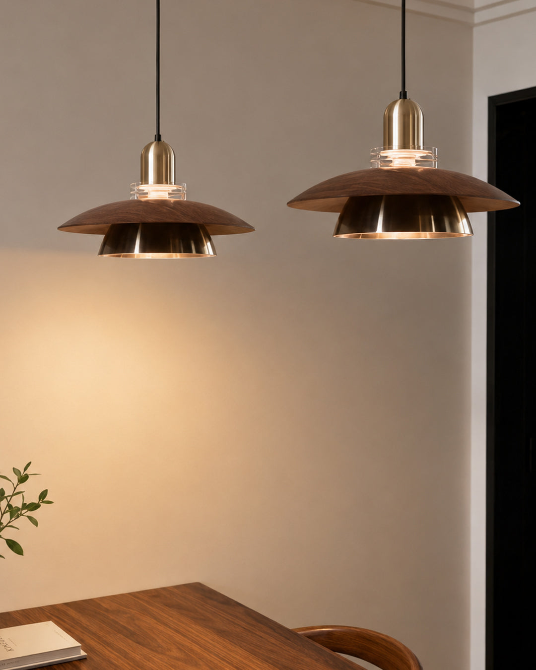 Walnut Wood UFO Pendant Light