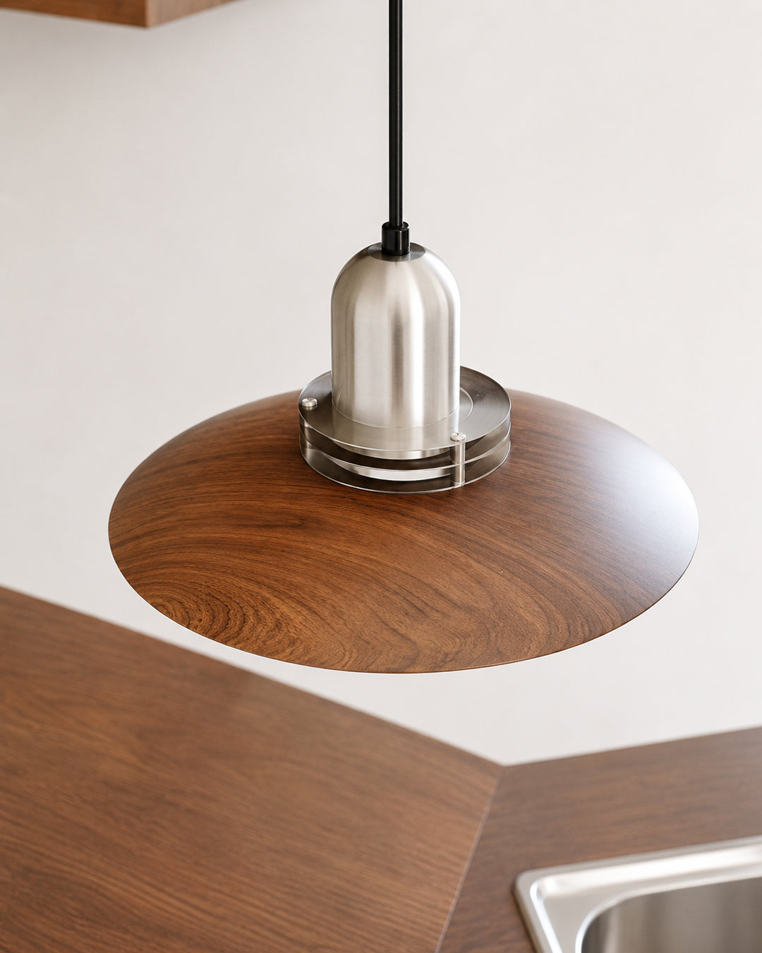 Walnut Wood UFO Pendant Light