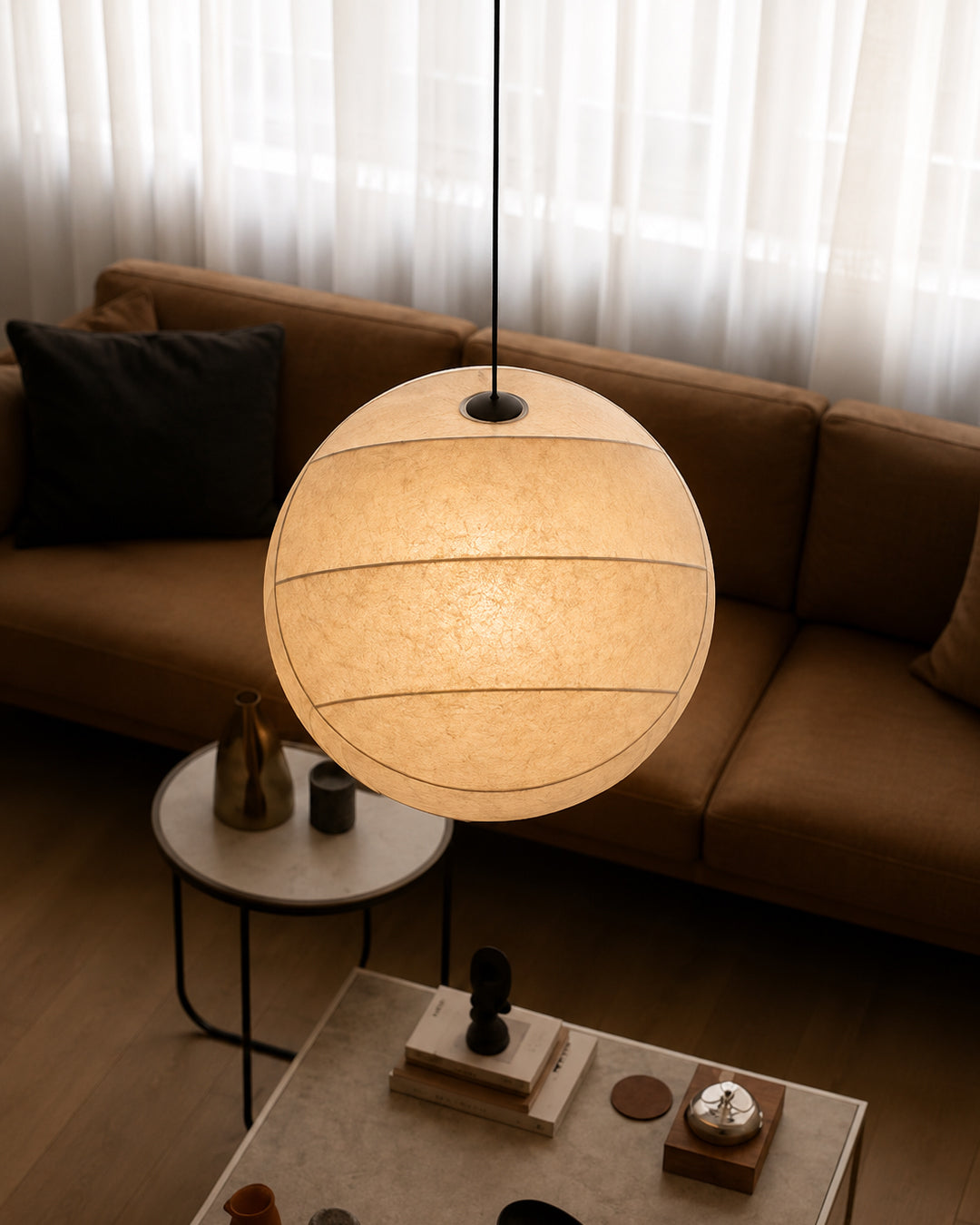Japanese Silk Wabi-Sabi Pendant Light