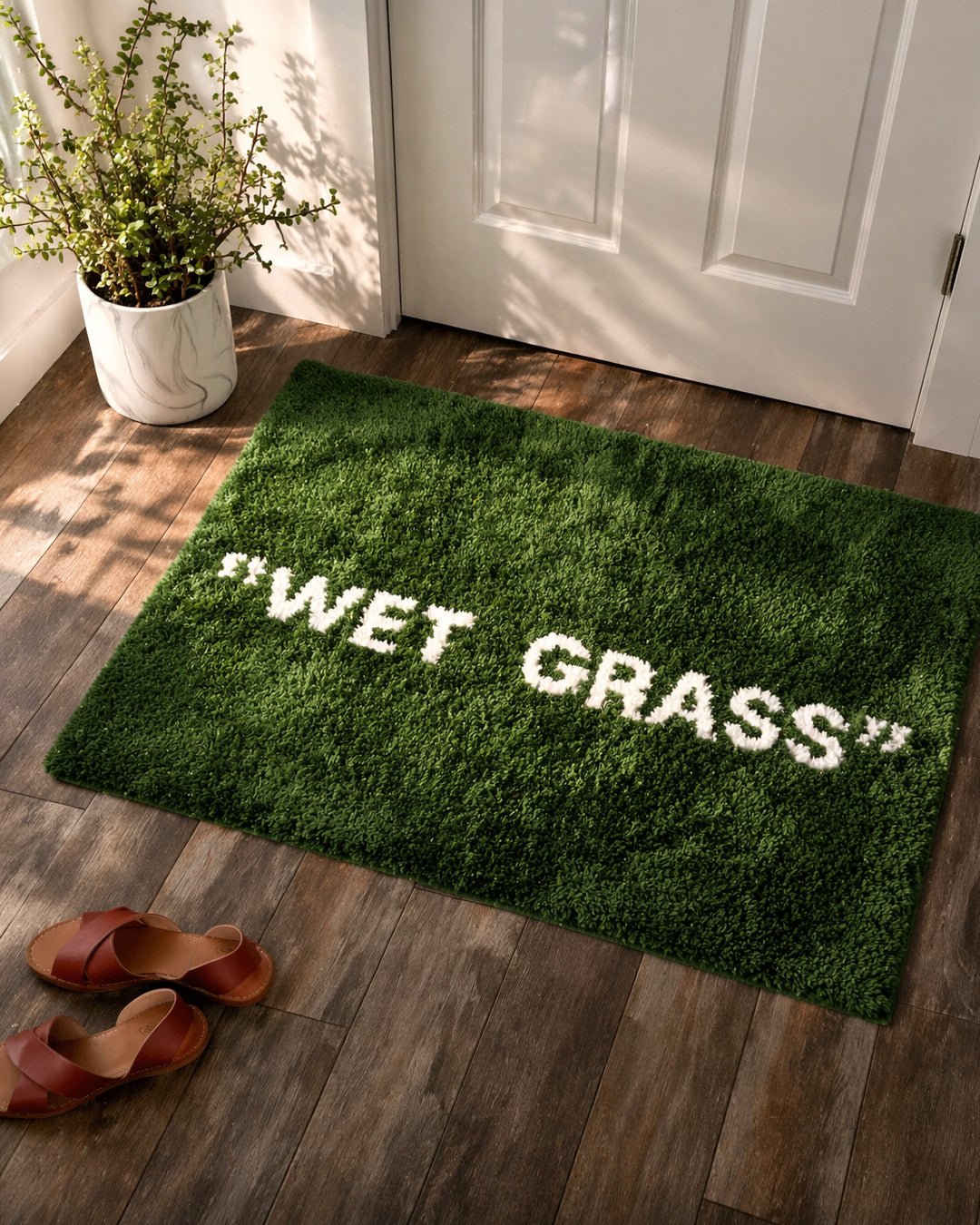 Doormat Bath Mat Humor Typographic Grass Contemporary Welcome Mat Living Room Entryway Bedroom Kitchen Office Home Gift