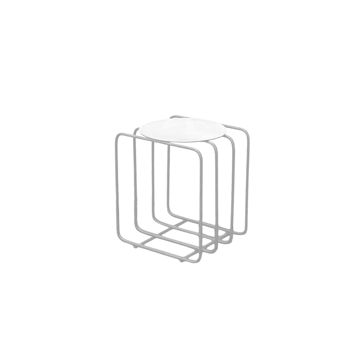 Side Table Wire Frame Round Metal Magazine Rack Book Holder Contemporary Nordic Retro Living Room Office Bedroom Home Gift